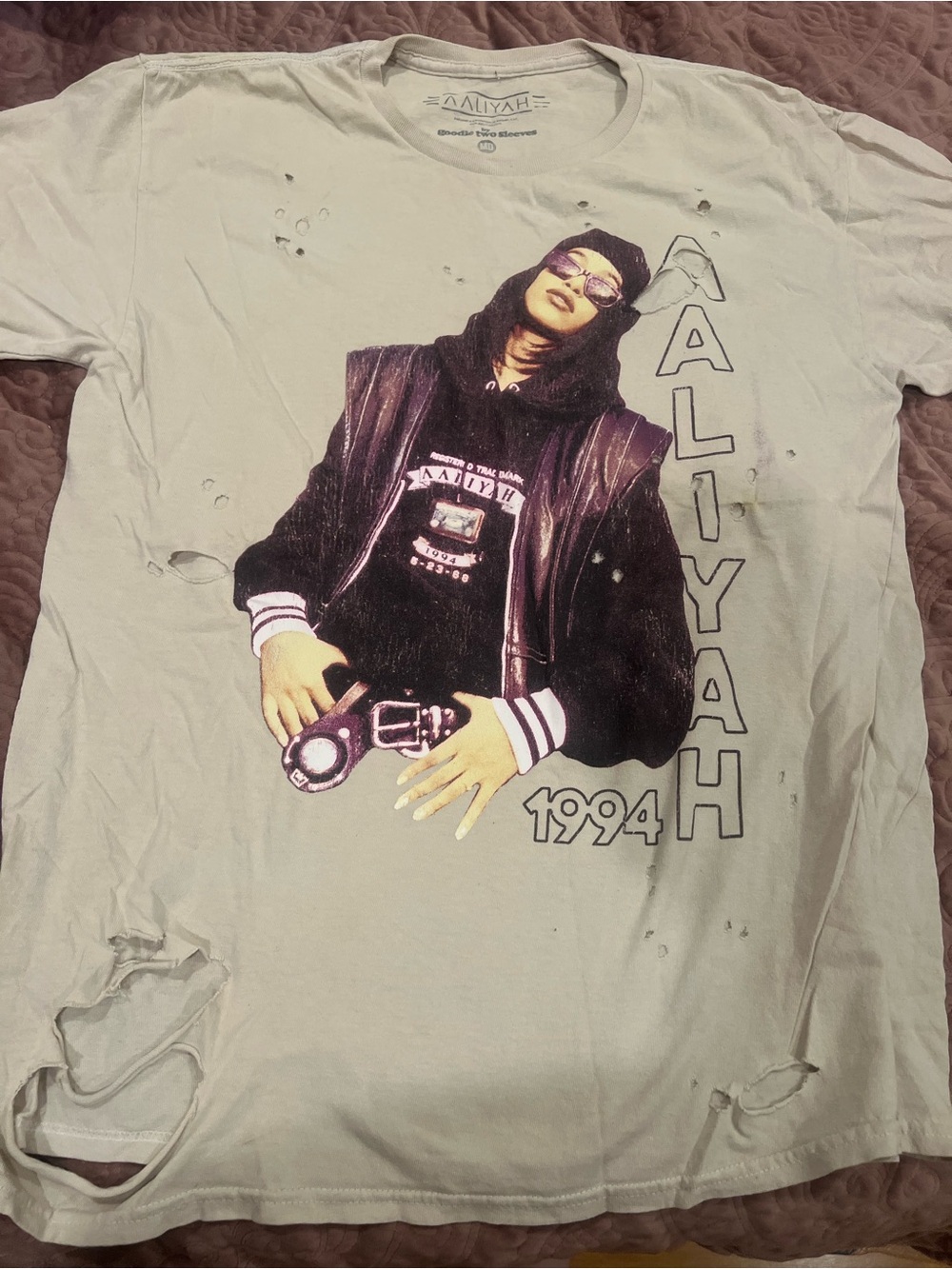 1994 Aaliyah Graphic Short Sleeve Tee - Light Sage